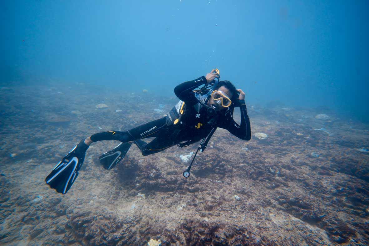Andy Michel underwater photographing in Mauritius