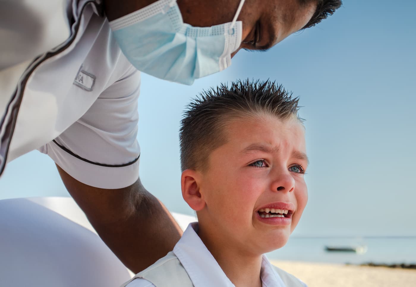Emotional candid moment at a Mauritius wedding