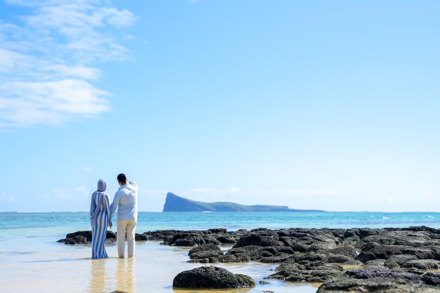 Bain boeuf couple shoreline coin de mire mauritius