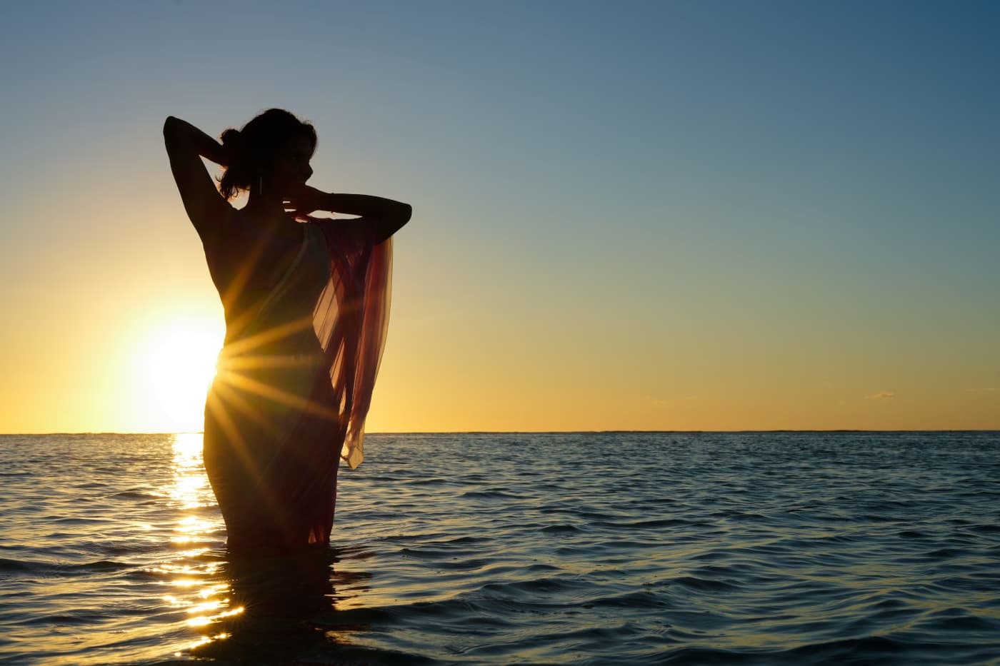Silhouette during a private beach photoshoot in Mauritius