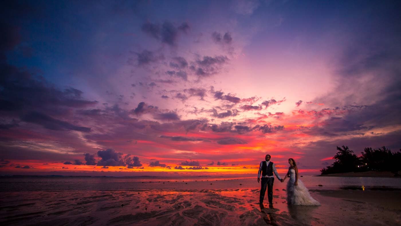 Wedding photographer Mauritius sunset beach